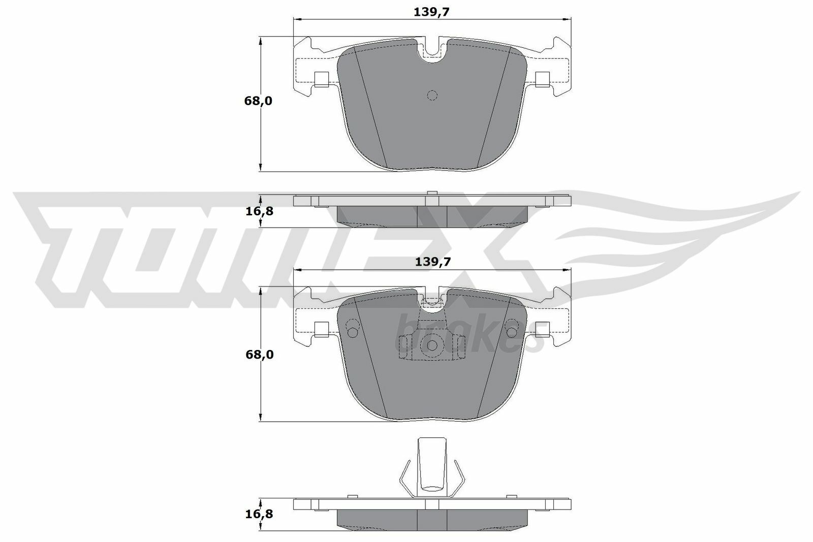 Sada brzdových destiček, kotoučová brzda TOMEX Brakes